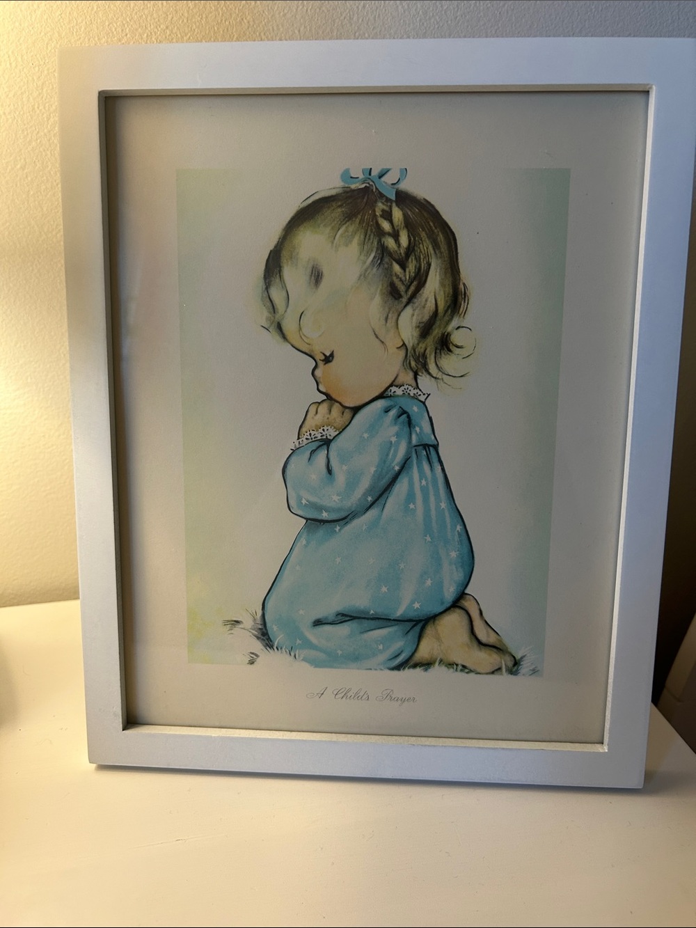 Framed Blue Nursery Art Print - A Child's Prayer